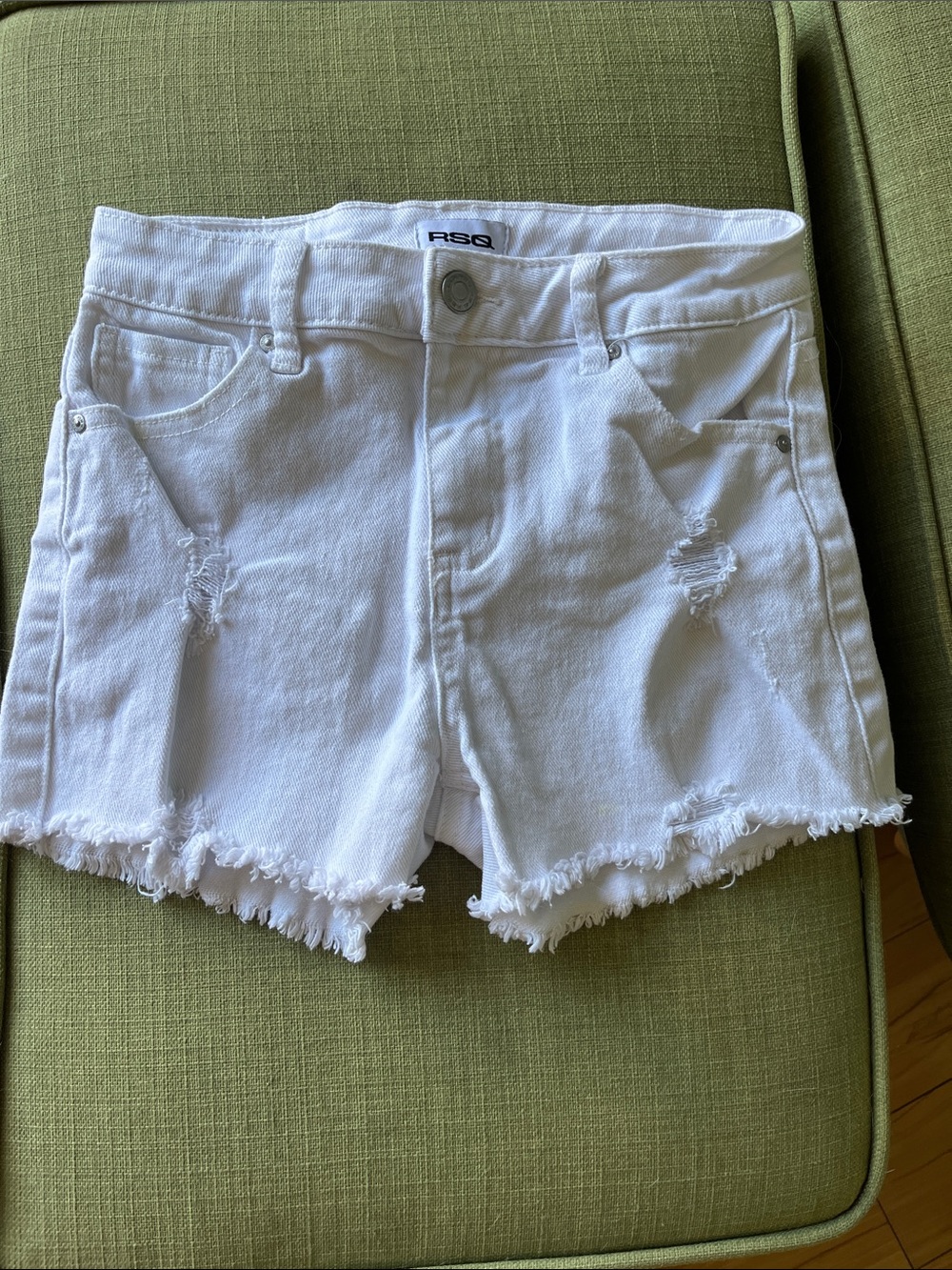 RSQ White Frayed Hem Denim Shorts